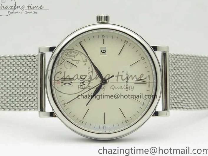 MIROTIME 0414 Portofino Automatic SS MKF 1:1 Best Edition White Dial On SS Mesh Bracelet A2892 V TechFriendly 7205